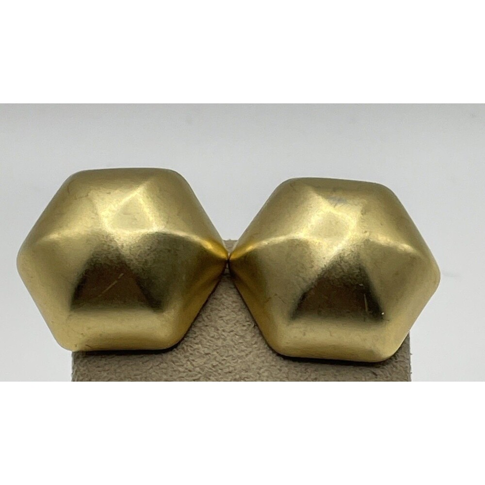 Vintage ERWIN PEARL Signed  Matte Gold Tone Statement Clip Ons New Backs Ear